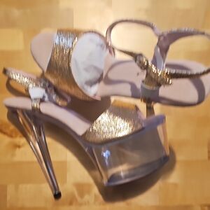 Ellie Metallic Rose Gold Glitter Platform Sandals